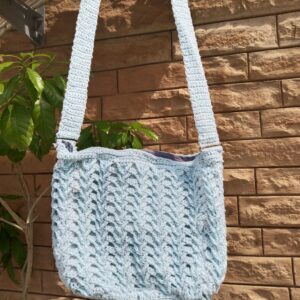 sky blue everyday crochet tote