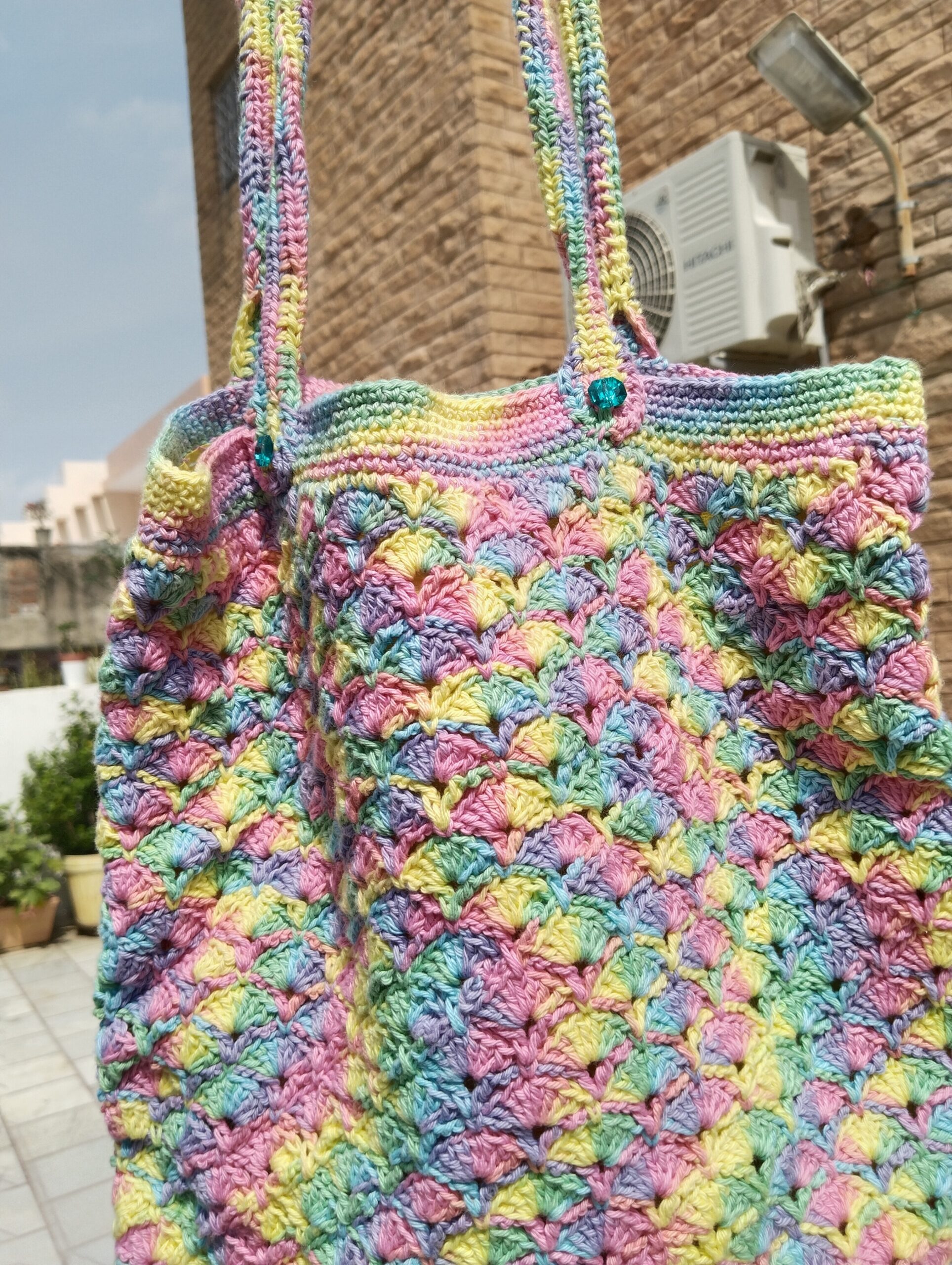 rainbow shell crochet tote rainbow shell crochet tote