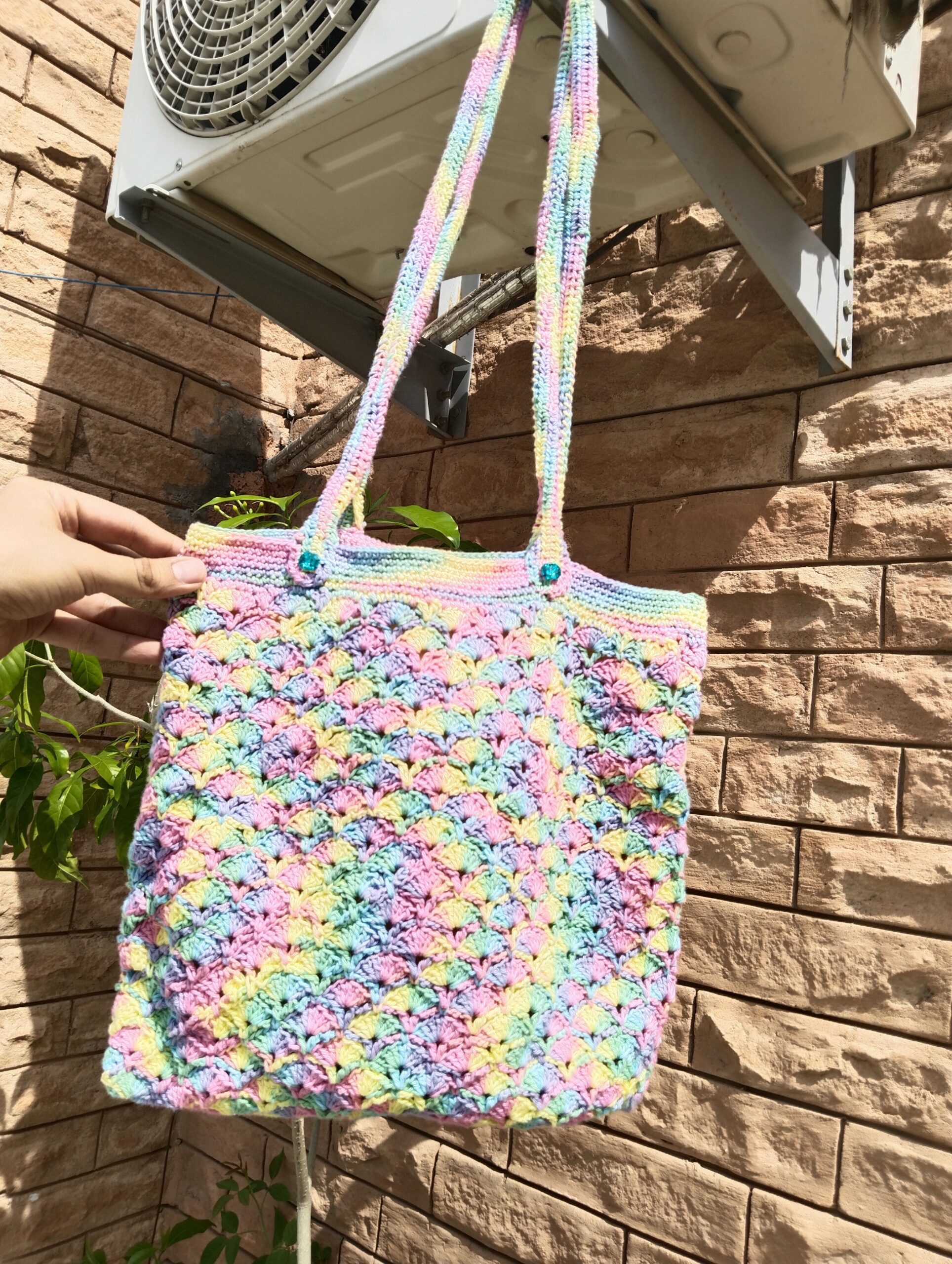 rainbow shell crochet tote rainbow shell crochet tote