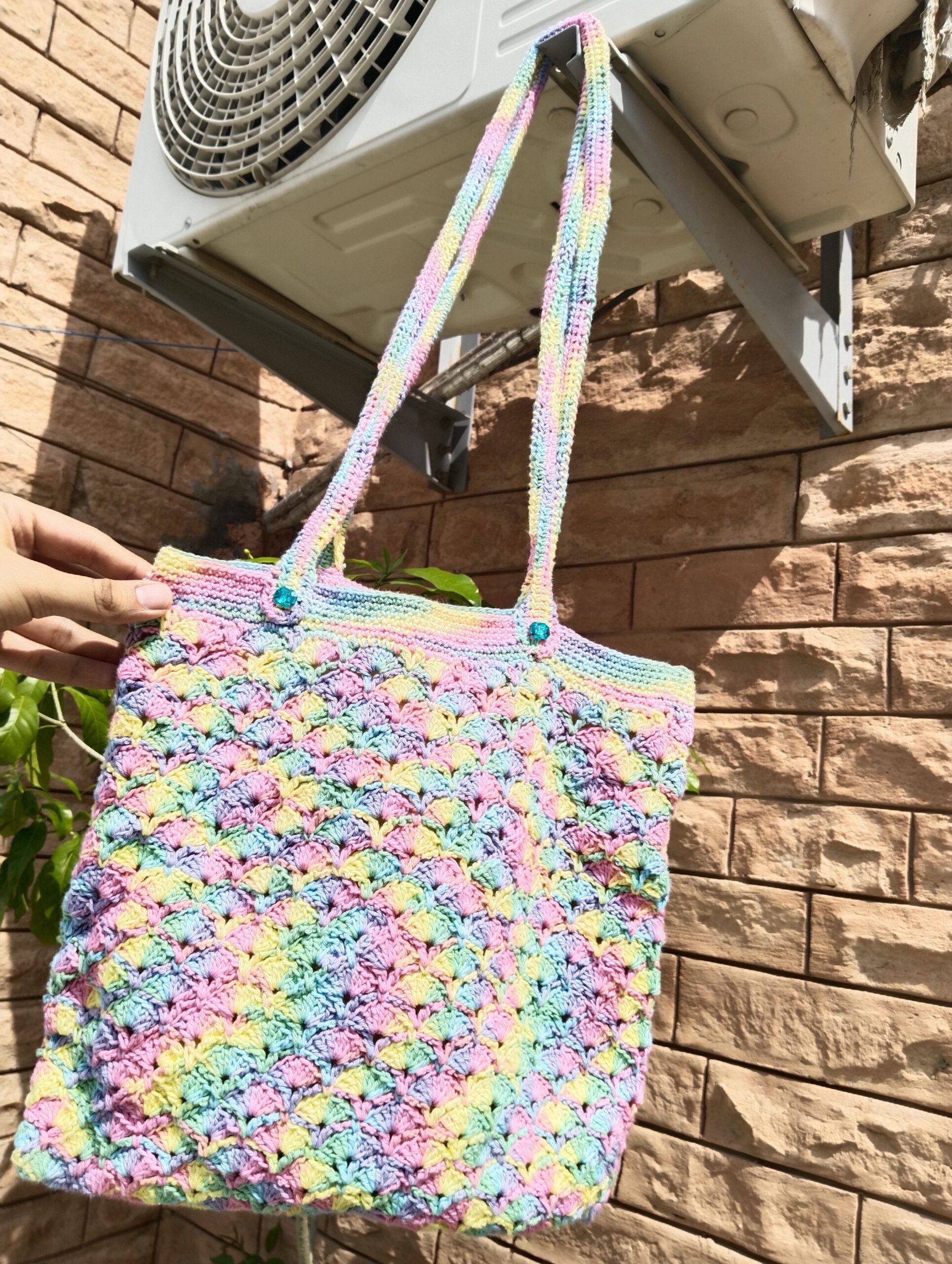rainbow shell crochet tote rainbow shell crochet tote