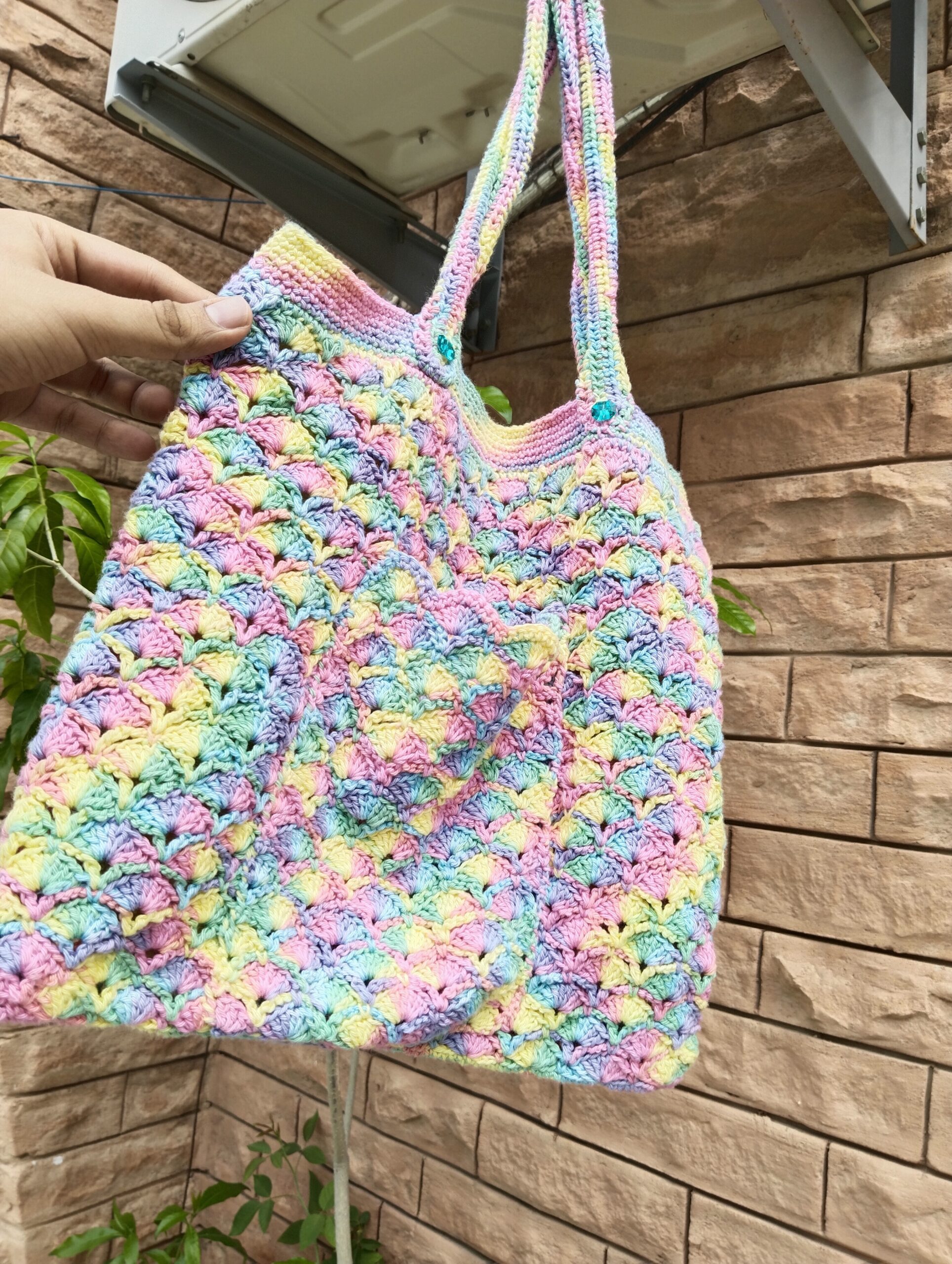 rainbow shell crochet tote rainbow shell crochet tote