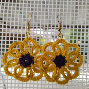 sunbloom handmade crochet earrings