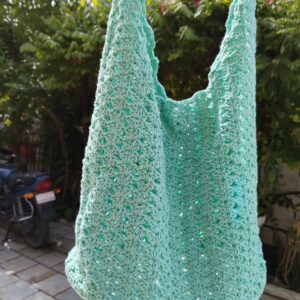mint whisper crochet tote