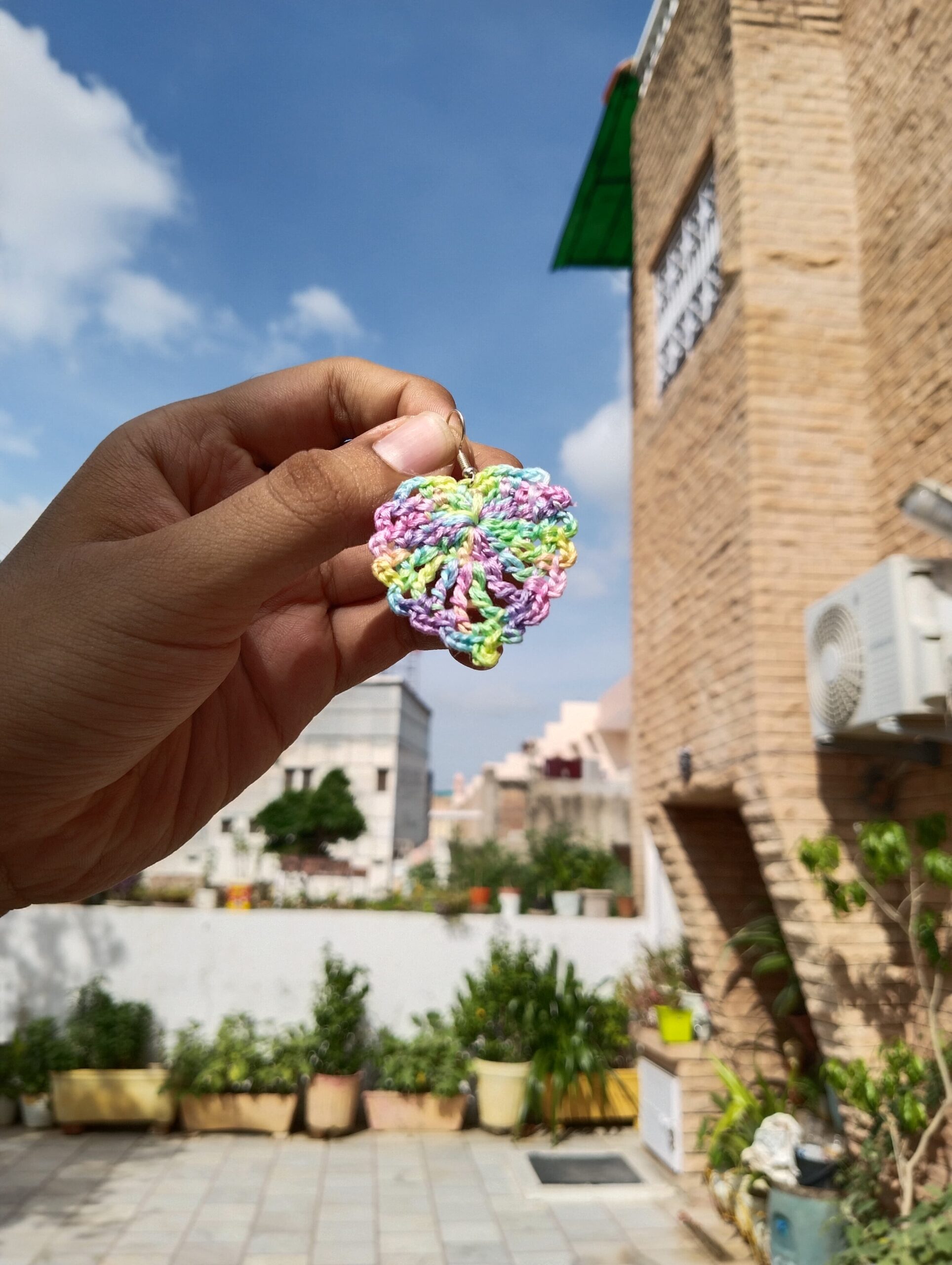 rainbow leaf crochet earrings rainbow leaf crochet earrings