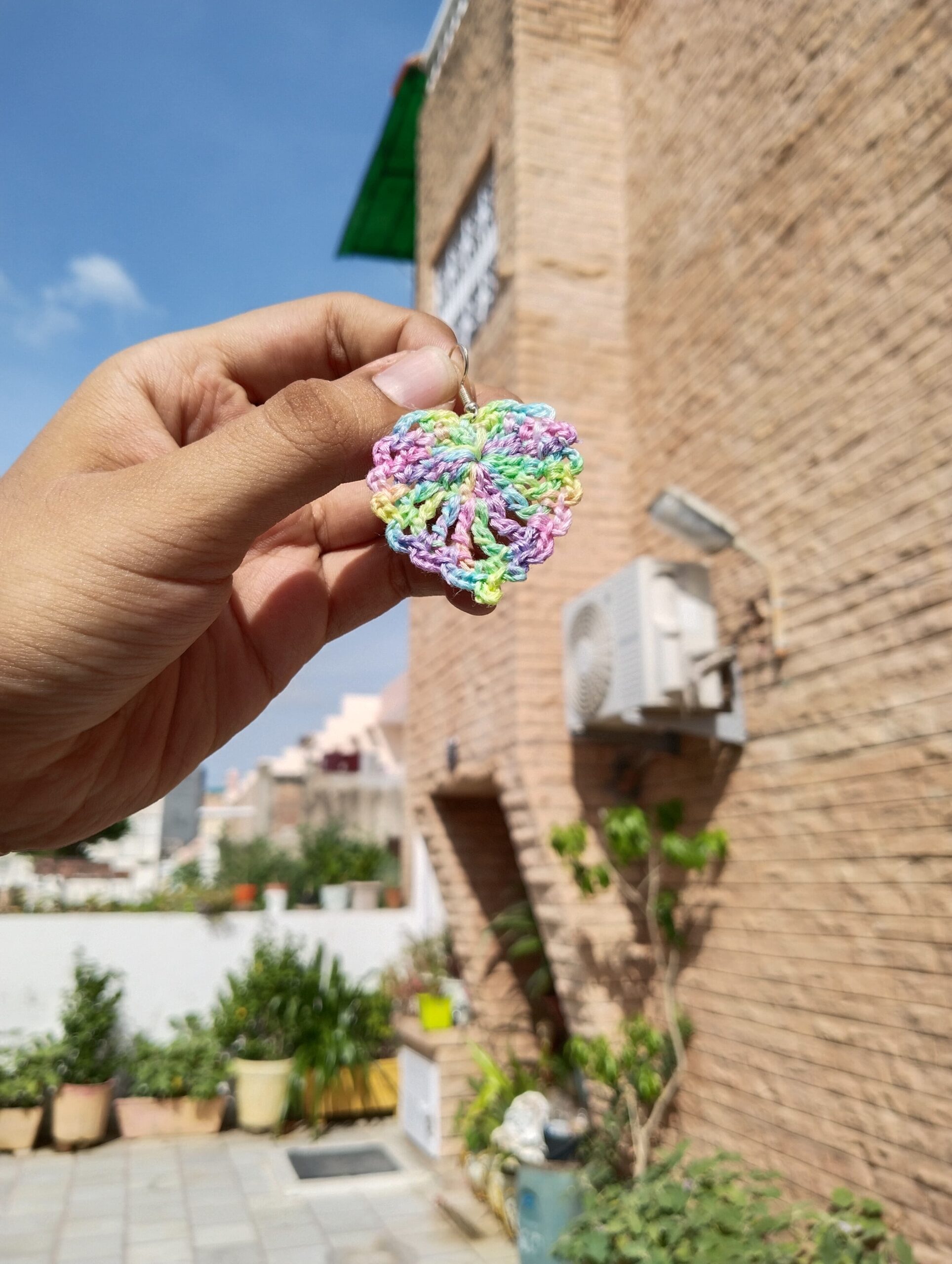 rainbow leaf crochet earrings rainbow leaf crochet earrings