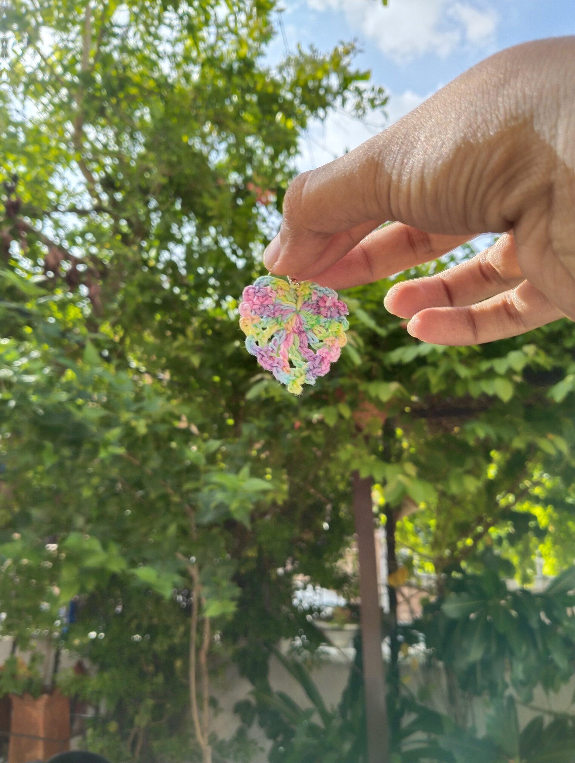 rainbow leaf crochet earrings rainbow leaf crochet earrings