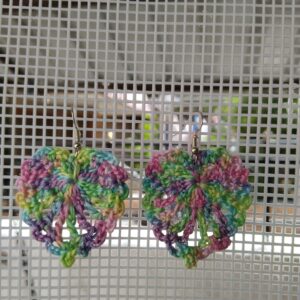 rainbow leaf crochet earrings