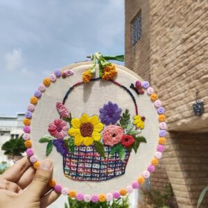 blossombasket – hand embroidered floral hoop art