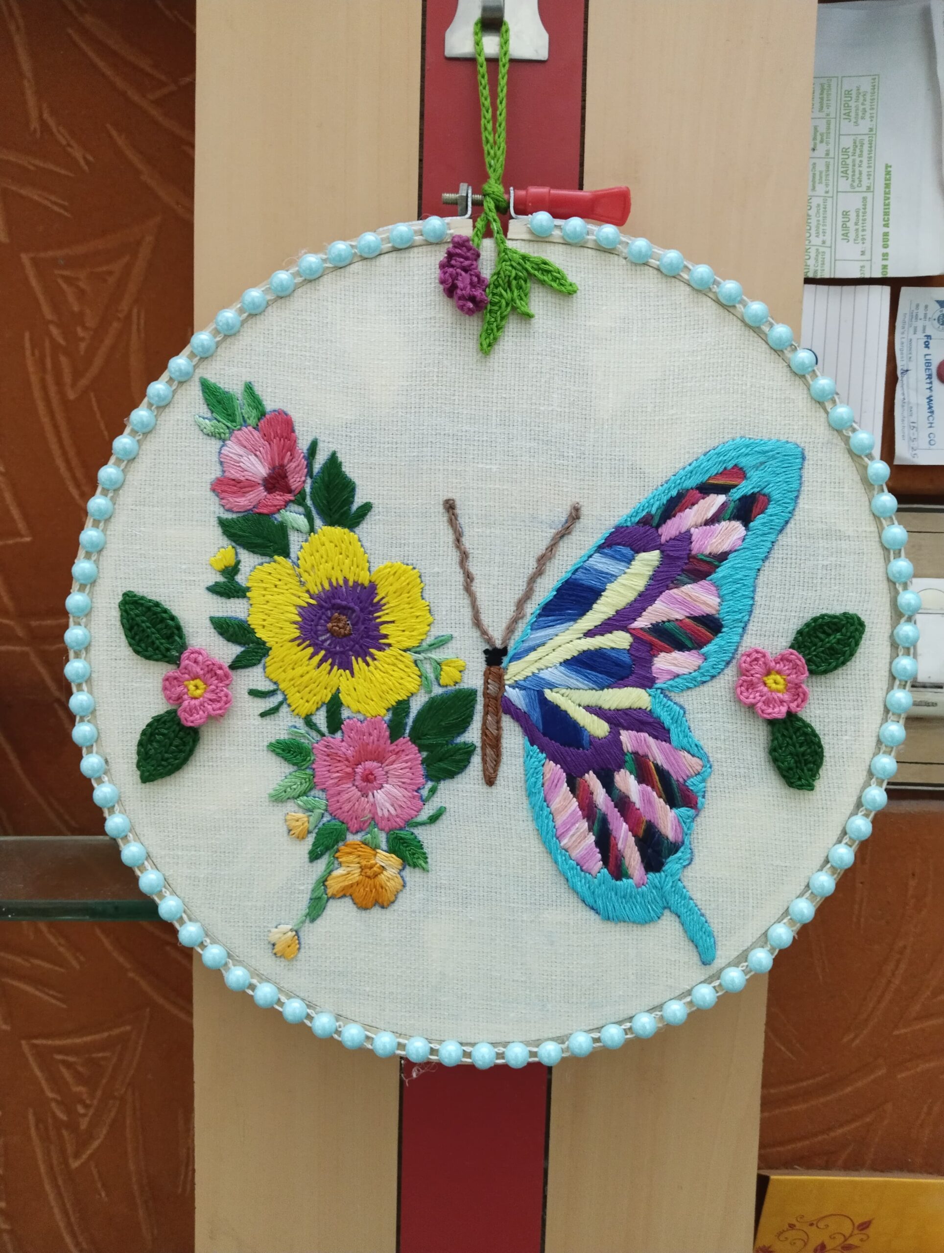 butterbloom harmony – hand embroidered wall art butterbloom harmony – hand embroidered wall art