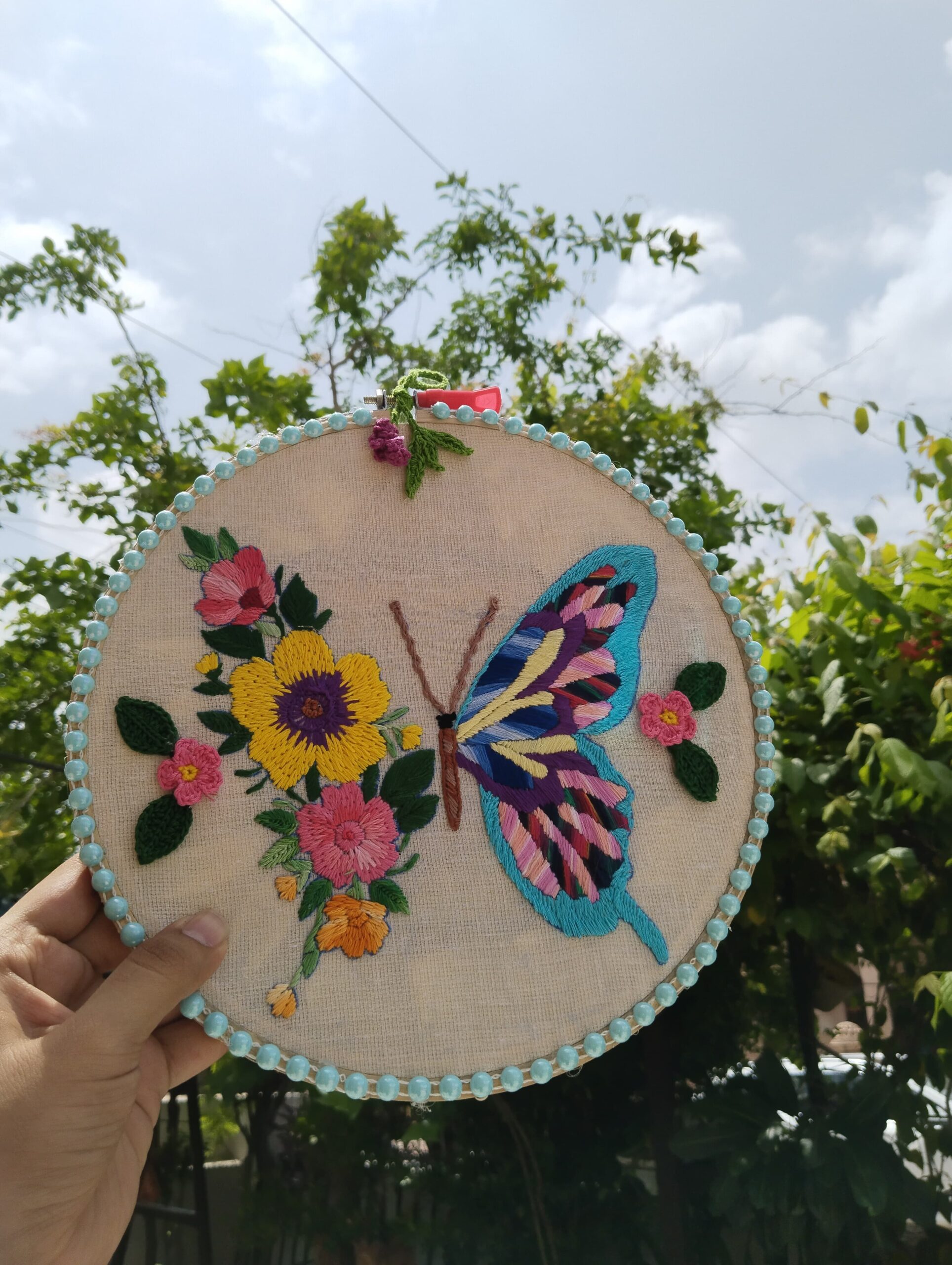 butterbloom harmony – hand embroidered wall art butterbloom harmony – hand embroidered wall art