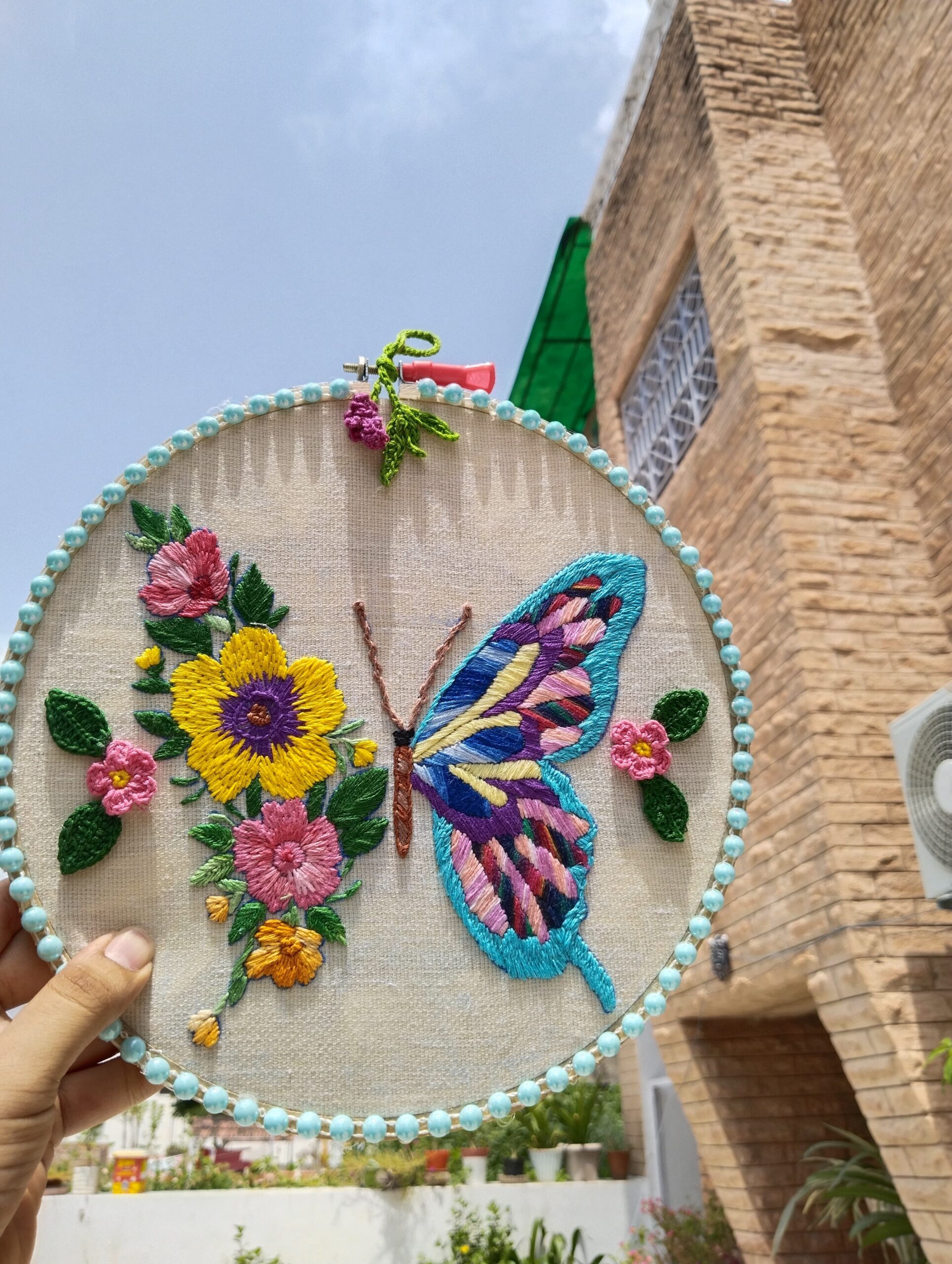 butterbloom harmony – hand embroidered wall art butterbloom harmony – hand embroidered wall art