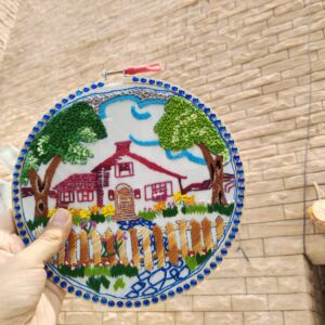 countryside charm embroidered hoop art