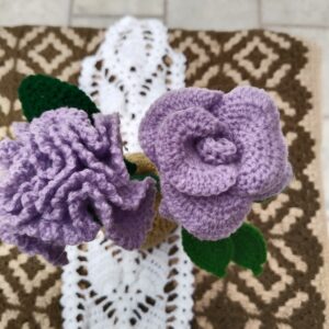 lavender crochet roses – set of 2
