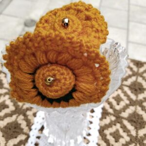 saffron glow crochet floral stems – set of 2