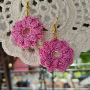 rosy ring crochet earrings