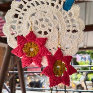 star lotus crochet earrings