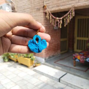 blue fan loop earrings