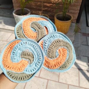swirl wave crochet coasters – pack of 3 🌀