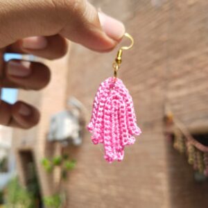 petal drop crochet earrings – pink