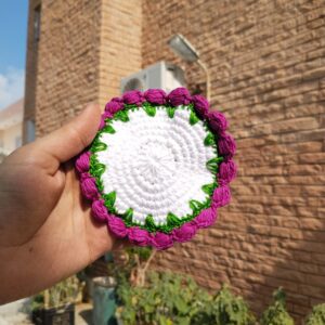 bloomedge crochet coasters – purple petal (set of 4)