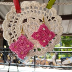 pink charm squares earrings