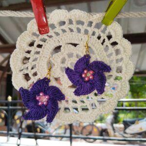 purple pinwheel blossom earrings