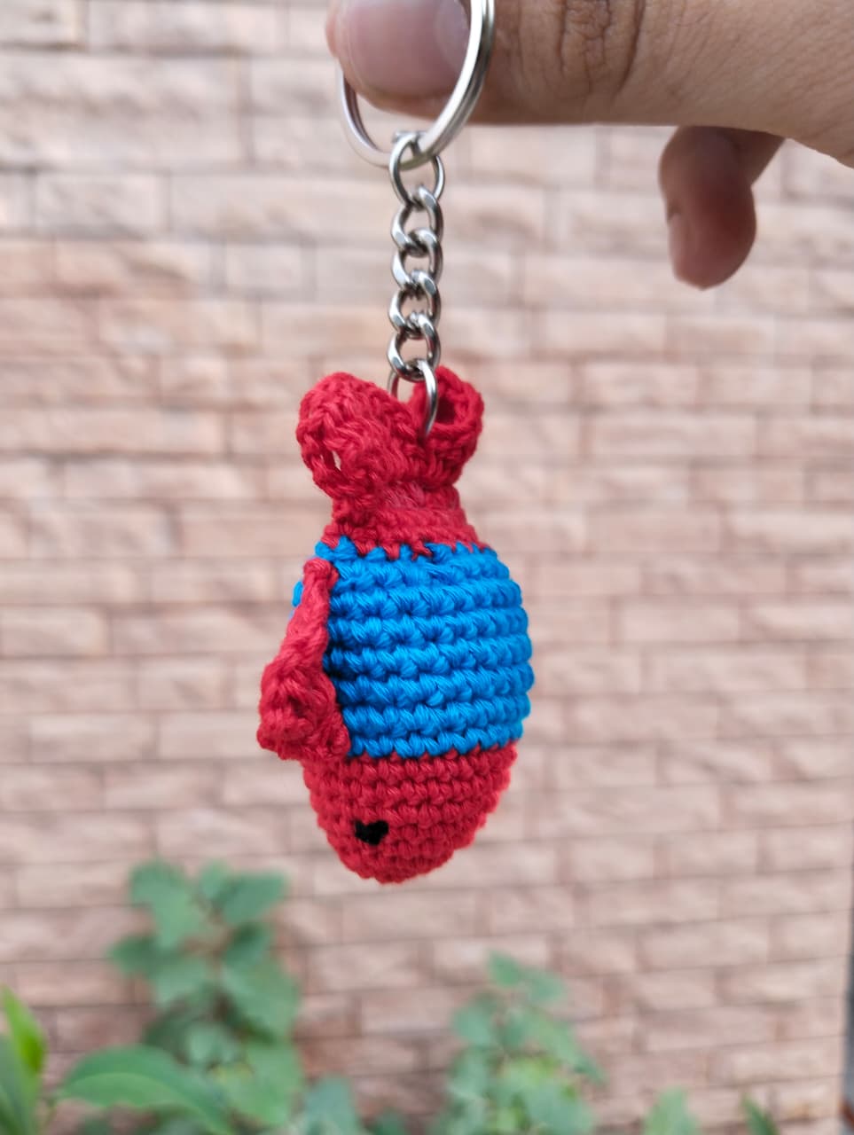 crochet puffer fish keychain – fire red/aqua (embroidered eyes) crochet puffer fish keychain – fire red/aqua (embroidered eyes)