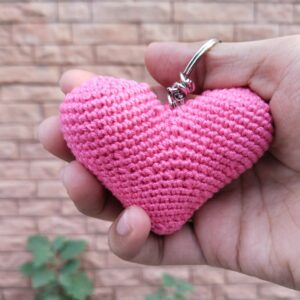 puffy heart keychain – bubblegum pink