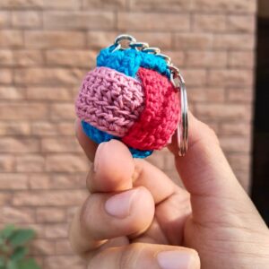 crochet tri color knot keychain – carnival pop
